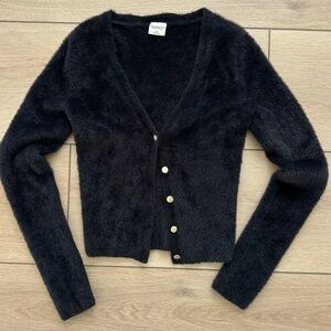 Abercrombie Black Fuzzy Cropped Cardigan XS